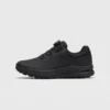 boa closure hiking sneakers in black, right side profile view on a light gray background