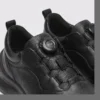 lightweight boa walking sneakers in black, detail view on a light gray background