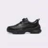lightweight boa walking sneakers in black, left side profile view on a light gray background
