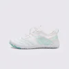 barefoot aqua water shoes quick-dry for beach wading hiking surfing in blue, left side profile view on a light gray background