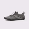barefoot aqua water shoes quick-dry for beach wading hiking surfing in gray, left side profile view on a light gray background