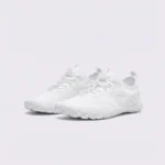 barefoot aqua water shoes quick-dry for beach wading hiking surfing in white, front 45-degree view of the pair on a light gray background