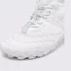 barefoot aqua water shoes quick-dry for beach wading hiking surfing in white, close-up view of the toe on a light gray background