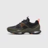 breathable mesh running sneakers lightweight chunky sole casual outdoor shoes in green, left side profile view on a light gray background