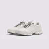 genuine leather business casual sneakers lightweight comfortable non-slip walking shoes in ivory, front 45-degree view of the pair on a light gray background