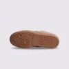 retro platform german trainer sneakers in brown, outsole tread view on a light gray background