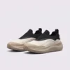 slip-on breathable running sneakers lightweight cushioned casual shoes in khaki, front 45-degree view of the pair on a light gray background
