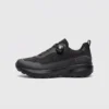 trendy rotating dial closure casual sneakers breathable chunky sole commuter shoes in black, right side profile view on a light gray background